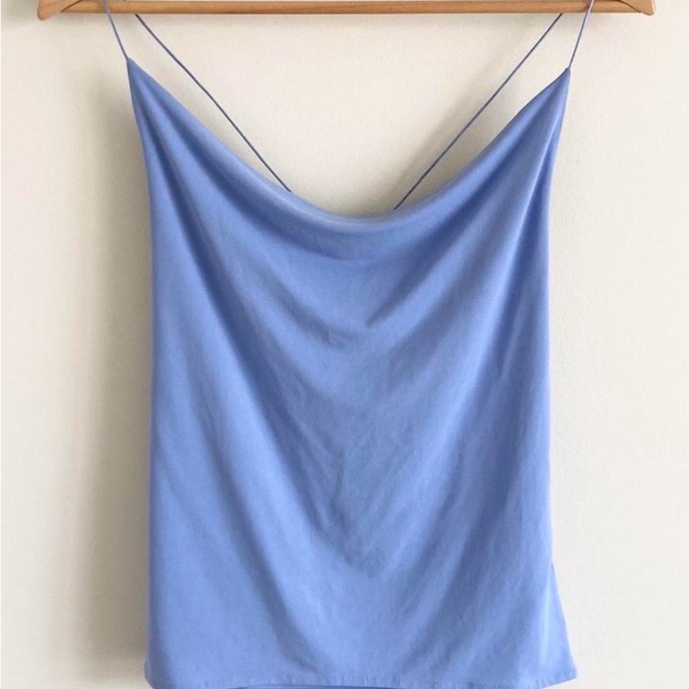 &Other Stories periwinkle blue Cowl Neck Spaghetti Strap Tank Top